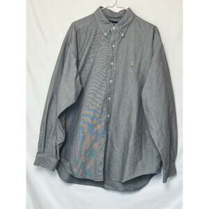 Ralph Lauren Men's Size Large Black White Mini Check Blake Button Front Shirt